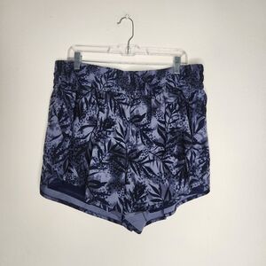 Avia Women's 2XL XXL (20) High Rise Running Shorts with Bike Liner Blue Floral